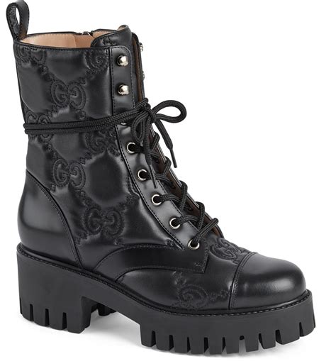 gucci women's black leather boots vintage|Gucci black combat boots.